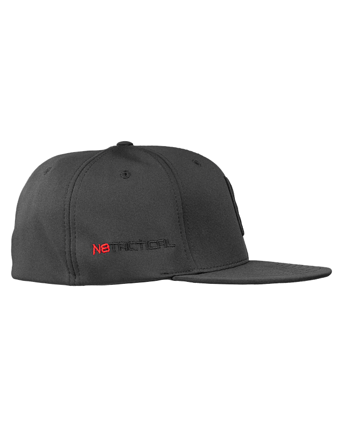 N8 Tatical Fitted Pitch Black Hat - Right Side With Second Logo